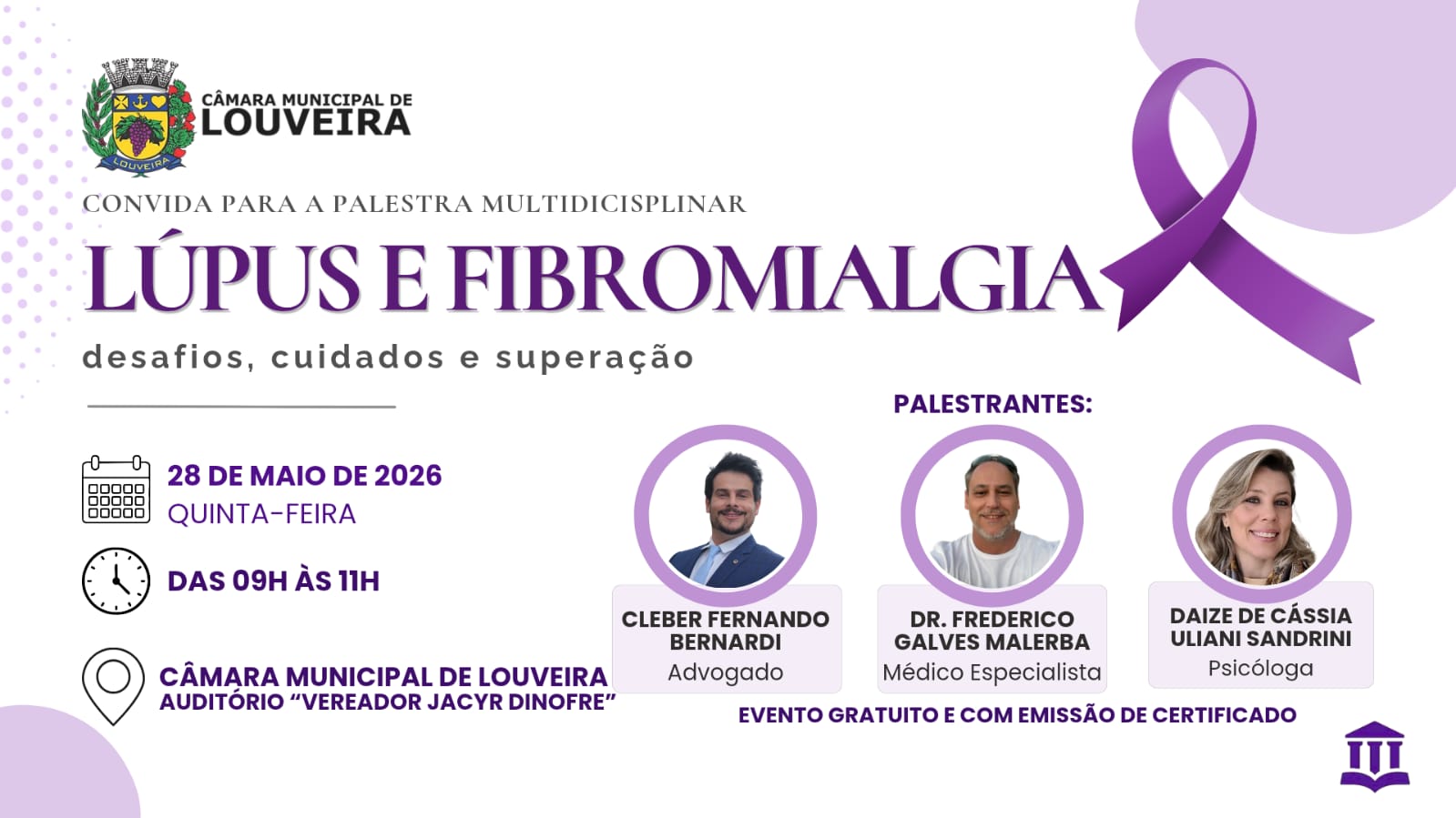 Câmara promove palestra gratuita sobre lúpus e fibromialgia