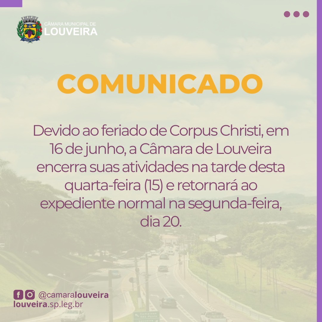 Atendimento retornará na segunda, dia 20