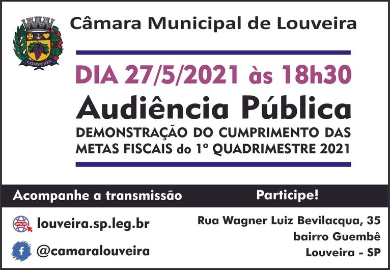 Audiência pública na Câmara irá analisar se Prefeitura cumpriu metas fiscais